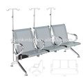 Chaise d&#39;hôpital pour usage commercial, accoudoirs en aluminium et jambes à trois places (KS3BB-3)
